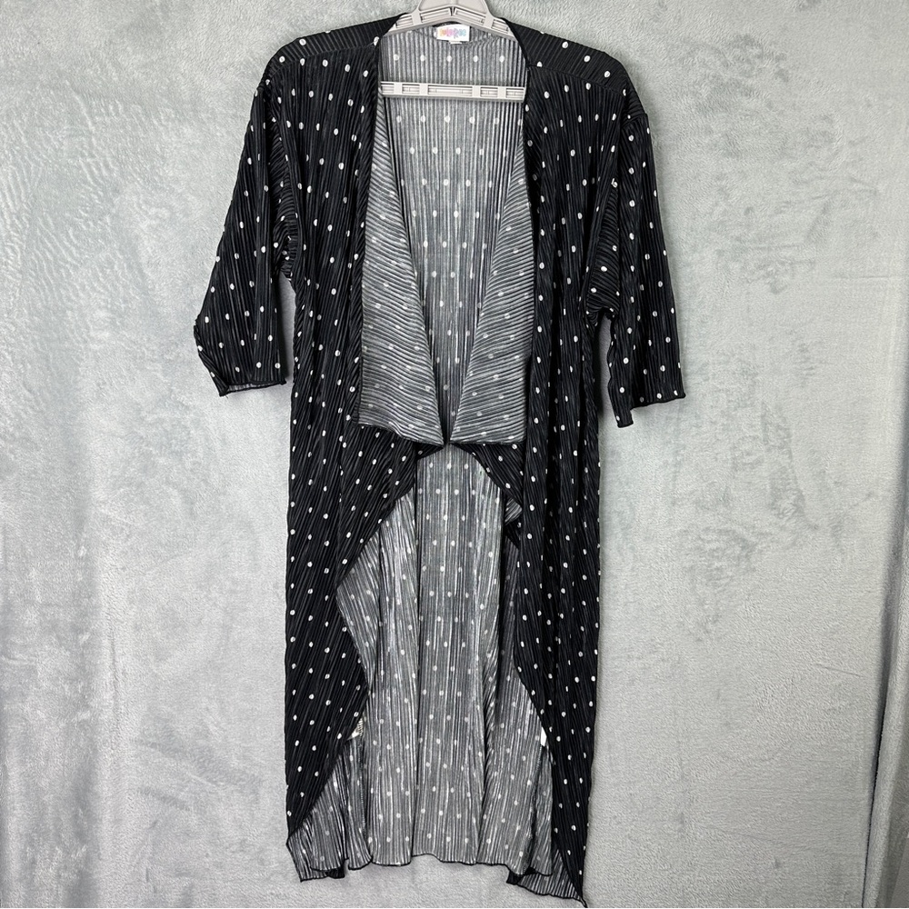 LuLaRoe coverup women’s black white polka dots long sleeves size small